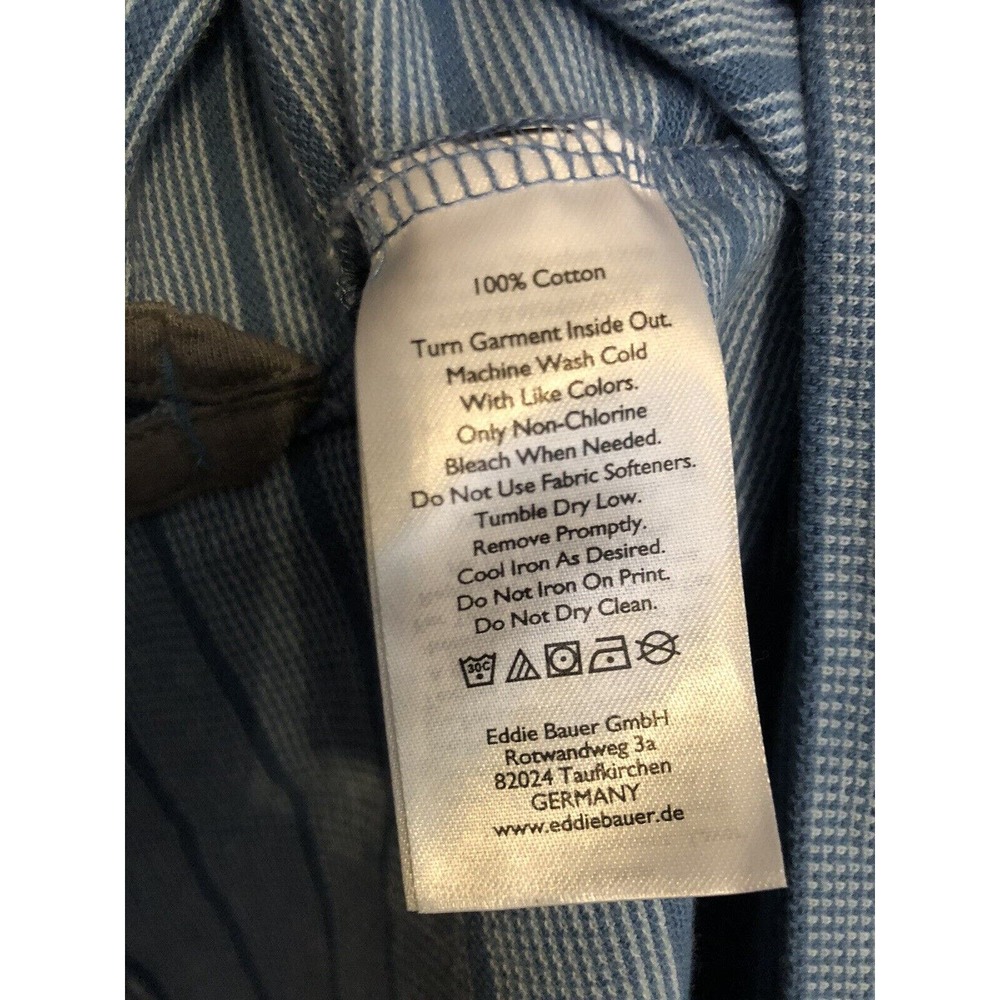 Eddie Bauer Classic Fit Button-Up Shirt Men's Size M Blue Short Sleeve Striped - Picture 6 of 9